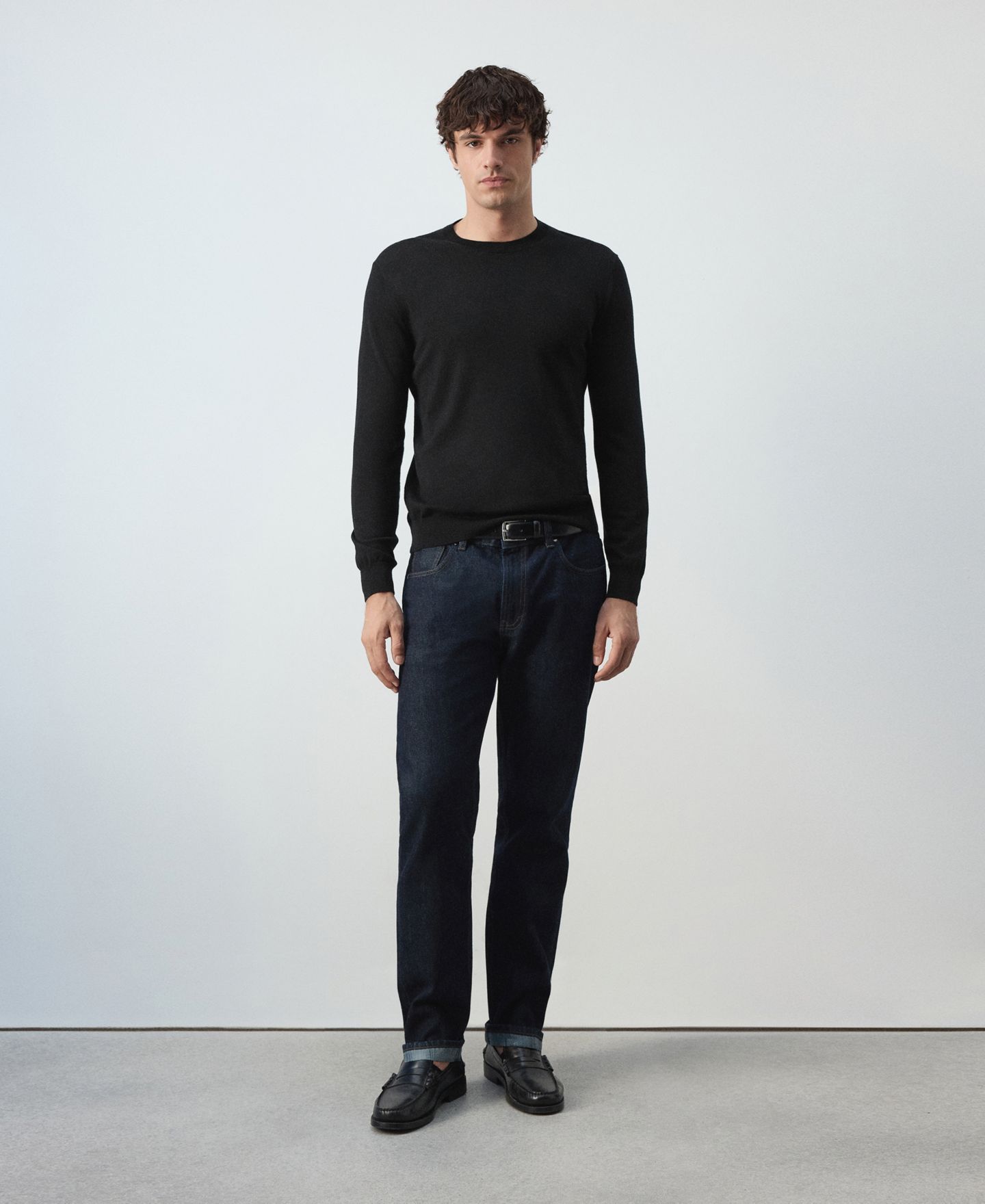 Мужской свитер Mango Willy 100% Wool Crewneck, цвет: Чёрный — фото 5
