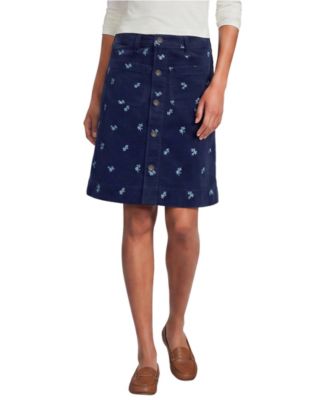 Petite Corduroy Mid Rise Button Through Above the Knee Skirt