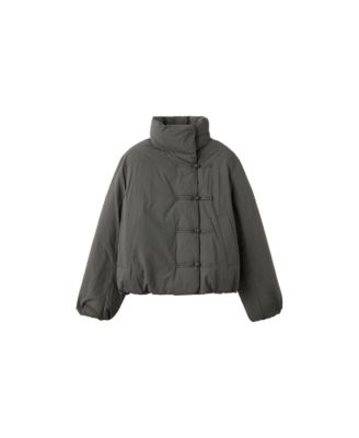 Women's Puffer Funnel-Neck Frog-Closures Duffle Coat