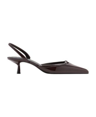 Kitten Heel Pointed Toe Slingback Faux Leather Pumps