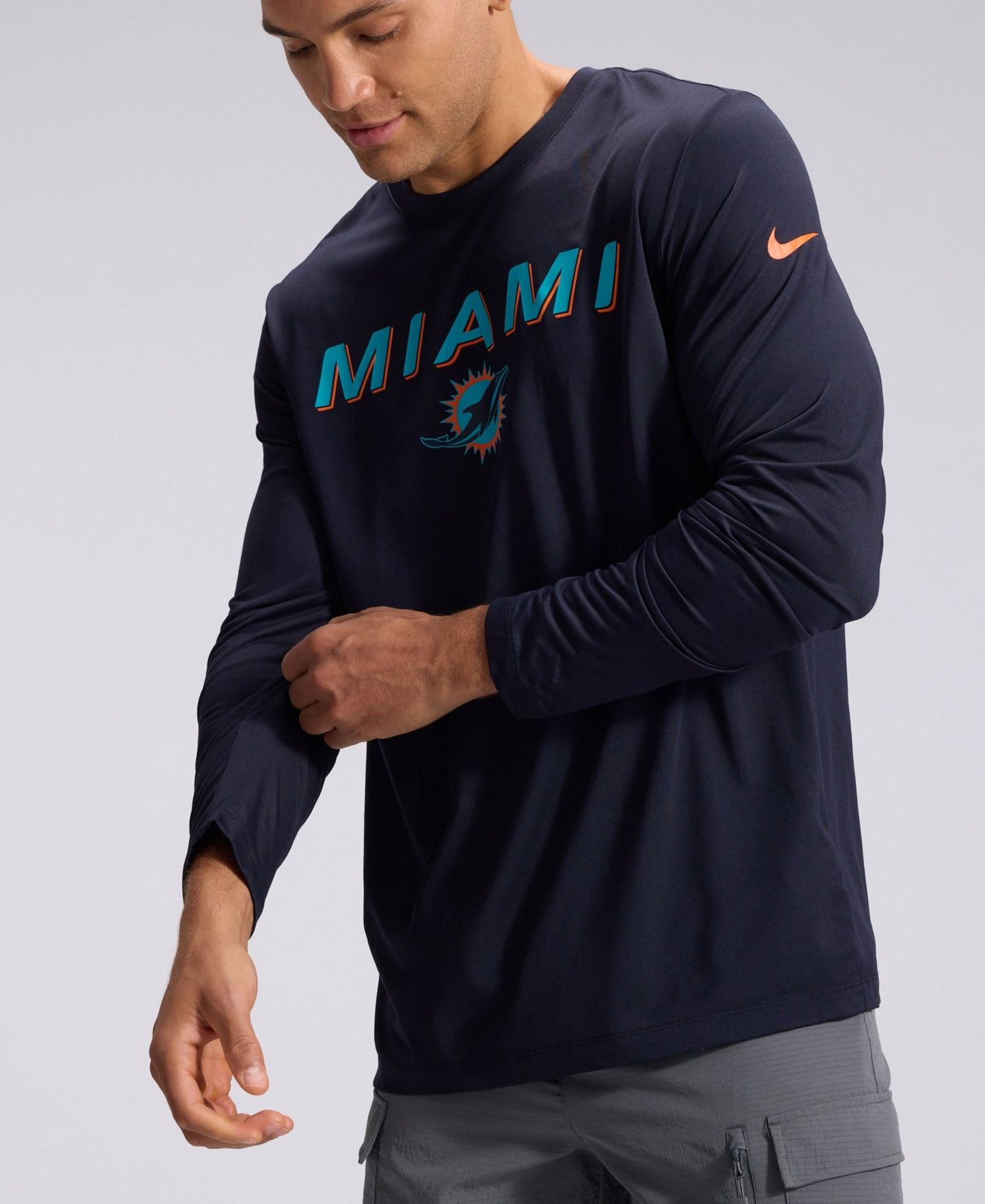 Мужская футболка Nike Navy Miami Dolphins Rivalries Collection Sideline Legend Long-Sleeve — фото 9