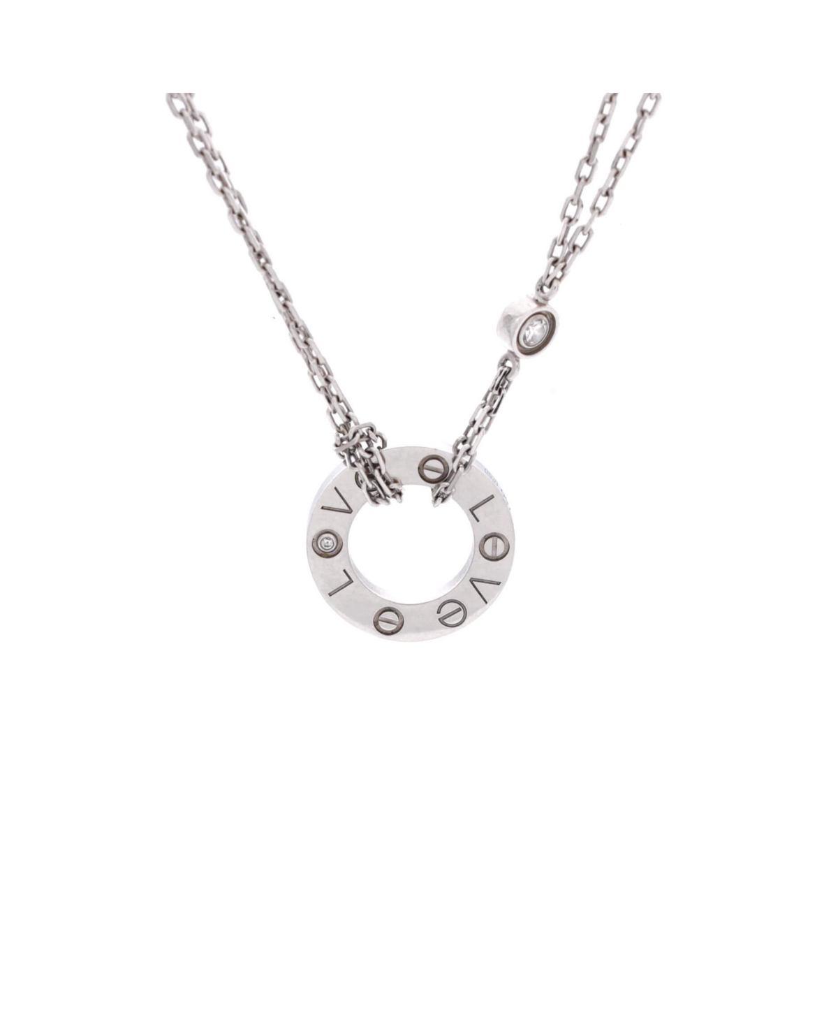 Pre-Owned Cartier 2 Diamonds Love Pendant Necklace - 18k white gold