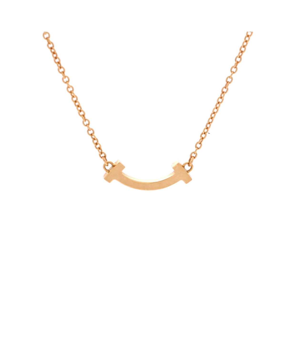 Pre-Owned Tiffany and Co T Smile Pendant Necklace - 18k rose gold
