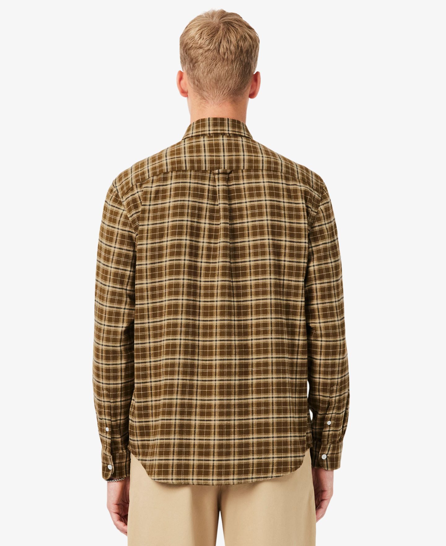 Мужские рубашки Lacoste Plaid Flannel Long-Sleeve, цвет: Тёмный коричневый — фото 4