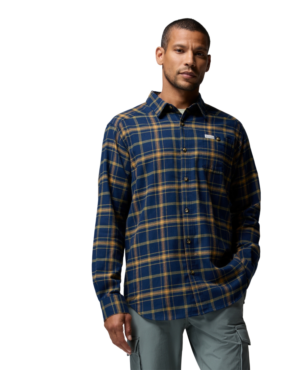 Columbia Men's Cornell Woods Flannel Long Sleeve Shirt - Collegiate Navy Tartan