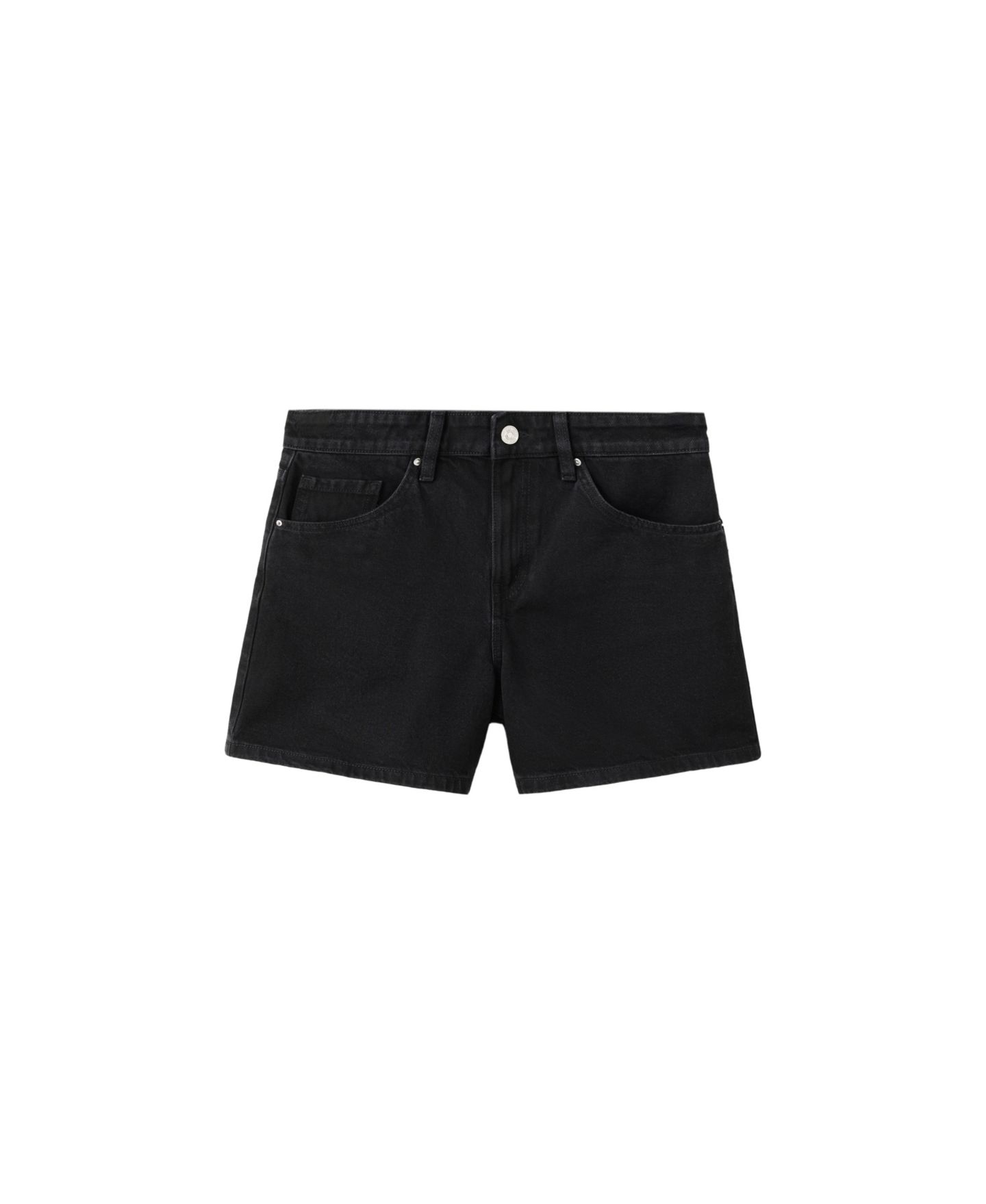 Женские шорты Mango Zoey Straight-Fit Denim, 3.94" Inseam, цвет: Чёрный джинсовый — фото 1