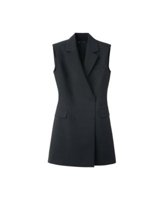 Women's Pinstripe Button-Front Sleeveless Dress