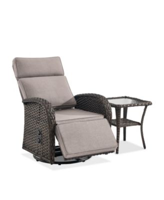 2-Piece Wicker Patio Chair Set - Swivel Reclining Chair with Adjustable Back and Side Table, All-Weather Outdoor Furniture with Olefin Cushion
