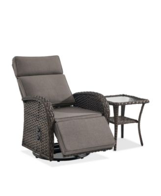 2-Piece Wicker Patio Chair Set - Swivel Reclining Chair with Adjustable Back and Side Table, All-Weather Outdoor Furniture with Olefin Cushion