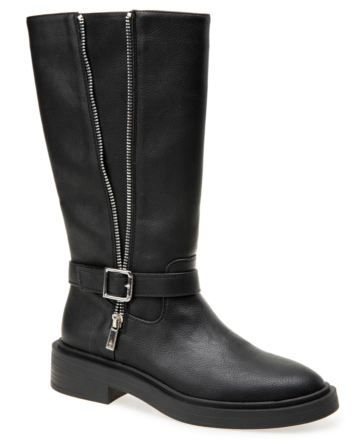 Kenneth Cole Reaction Women's Armie Moto Inspired Mid Calf Faux Leather Boots - Black