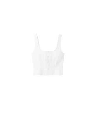 Women's Lace-Detail Button-Front Sleeveless Blouse