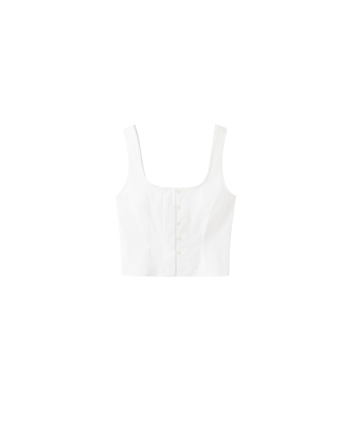 Женская блузка Mango Lace-Detail Button-Front Sleeveless, цвет: Молочный белый — фото 1