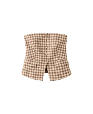 Women's Gingham Strapless Top