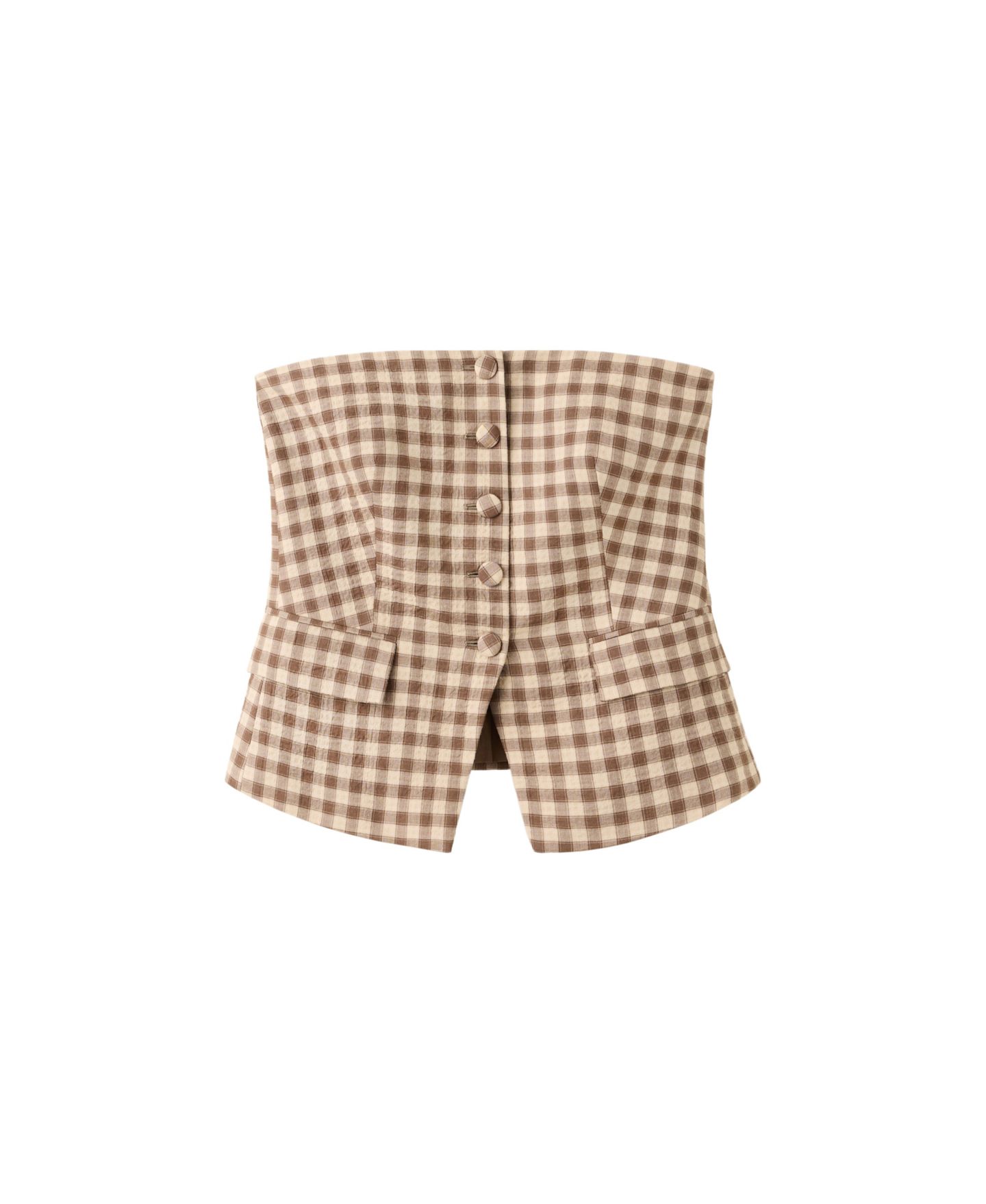 Женский топ Mango Gingham Strapless, цвет: Коричневый — фото 1