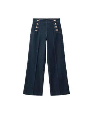 Women's Emily Wide-Leg High-Rise Side-Buttons Jeans