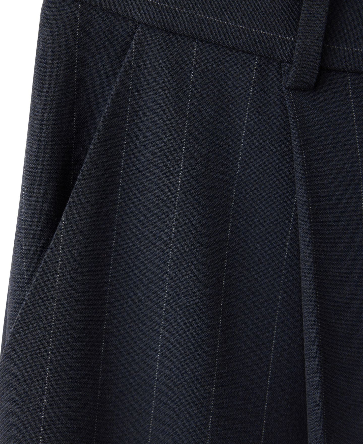 Женские брюки Mango Pinstripe Pleated Straight-Leg, цвет: Тёмно-синий — фото 8