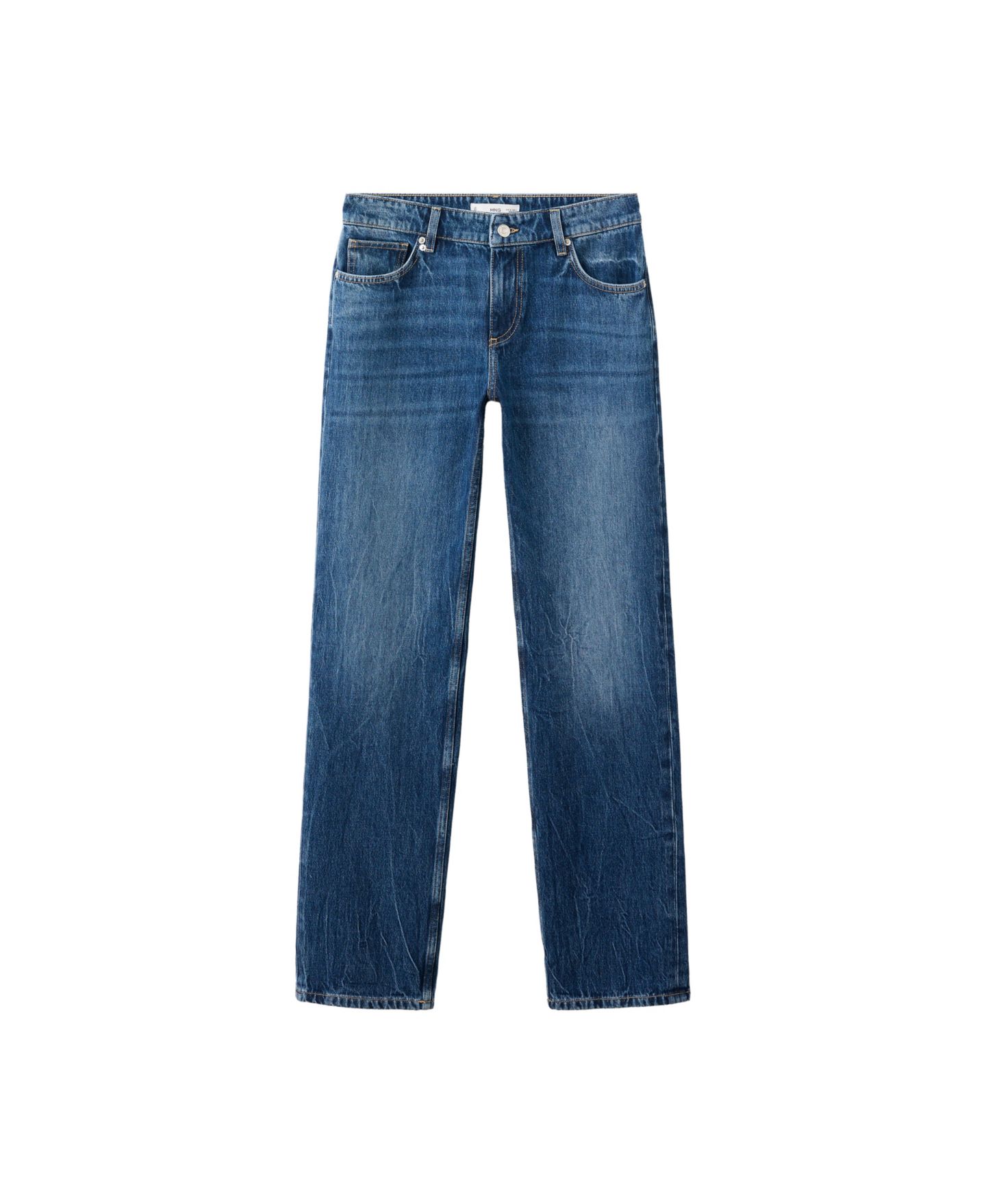 Женские джинсы Mango Low-Rise Slim Denim, цвет: Тёмный синий — фото 1