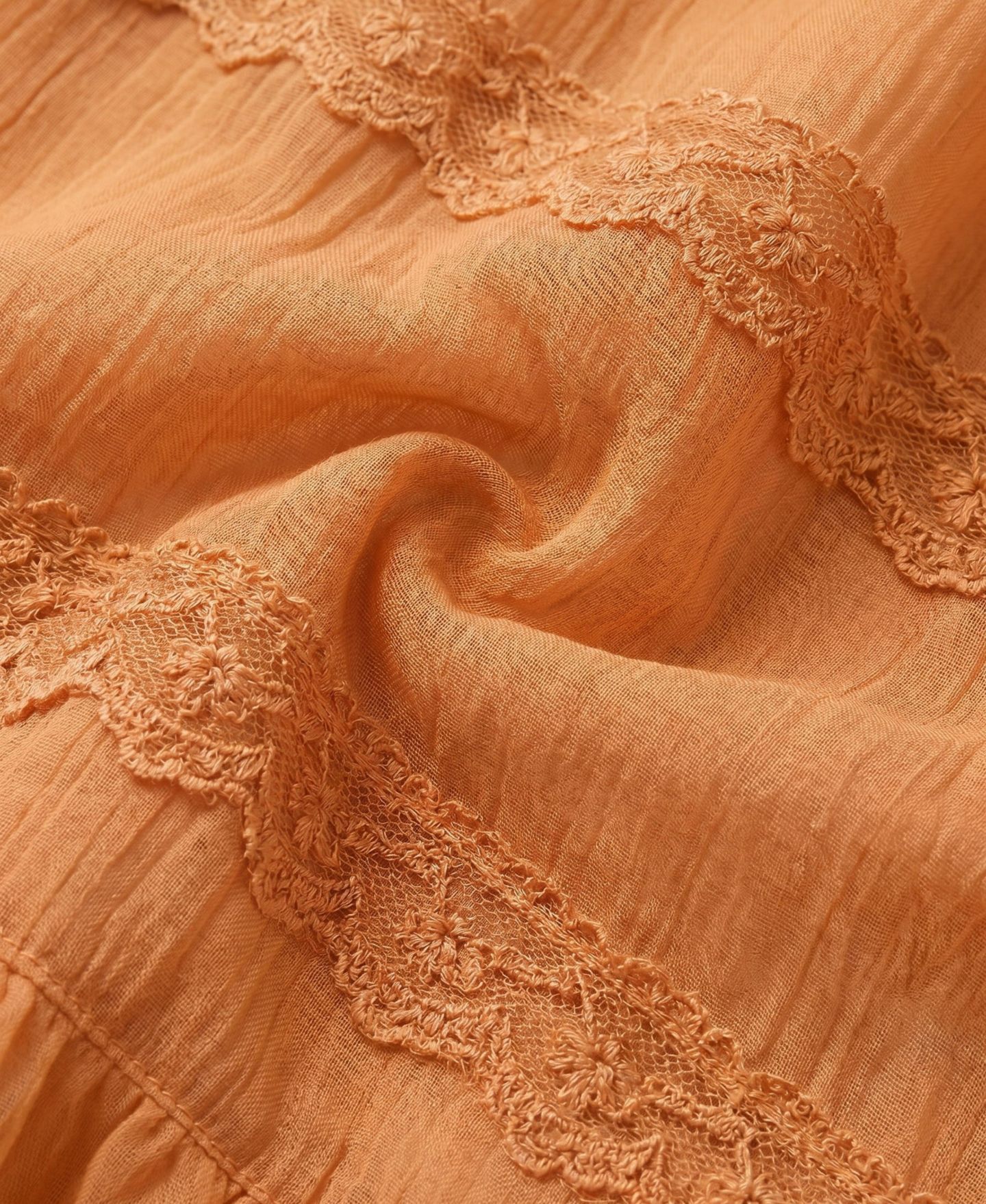 Женская блузка Modenaire Ruffled Lace-Trim Tie-Front, цвет: Оранжевый — фото 7