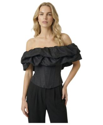 Women's Off-The-Shoulder Ruffle Corset Top