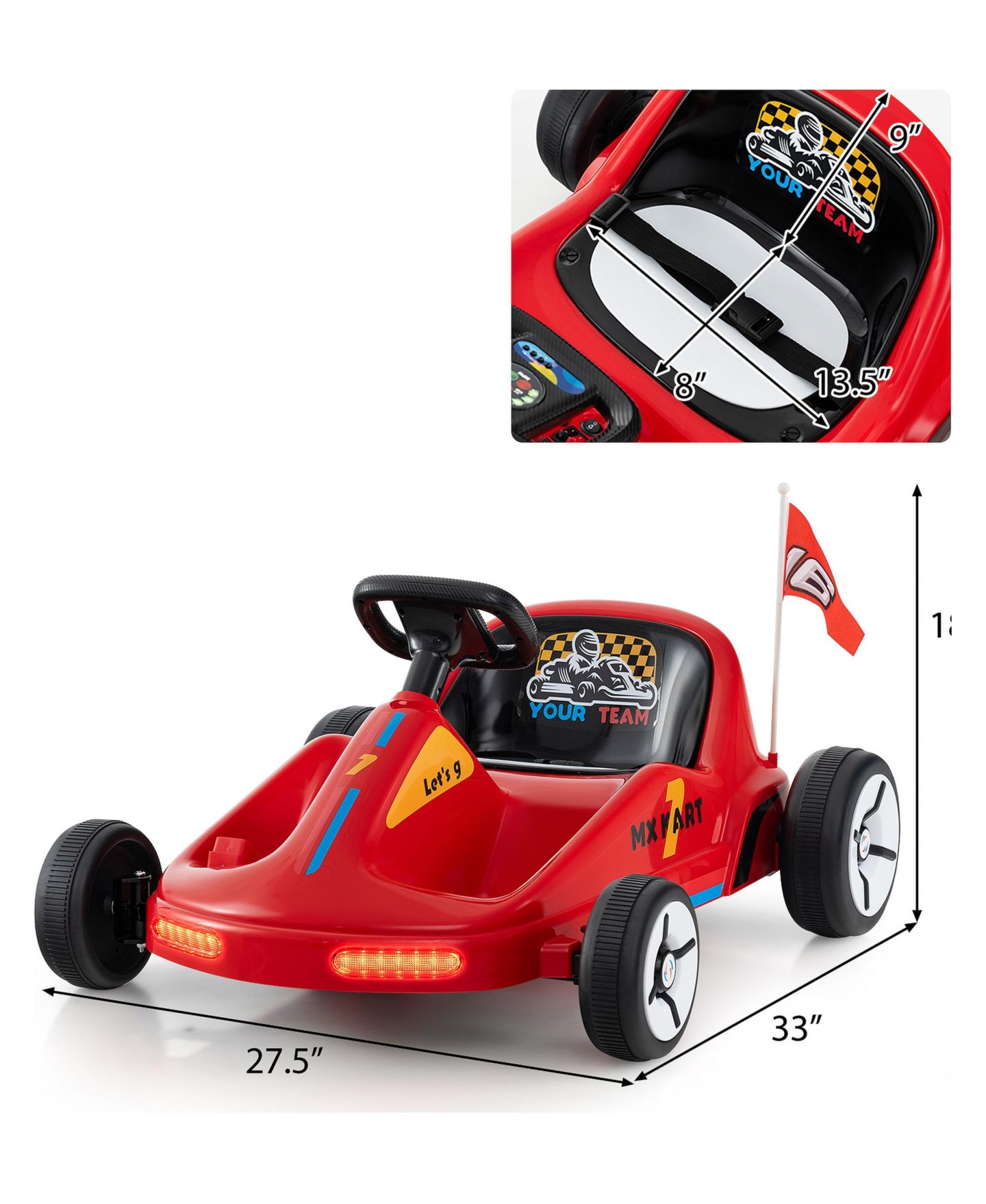 Детская игрушка Mecale Kids 12V Electric Go-Kart with Remote Control and Music — фото 3