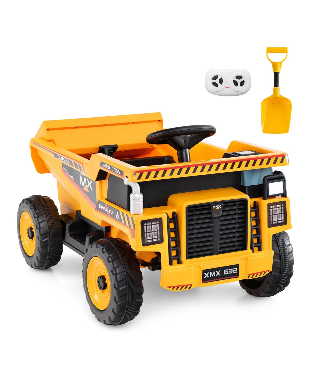Mecale 24V Dump Truck Ride-On with Parent Remote Control, 66 lbs, Ages 3-8 - Yellow