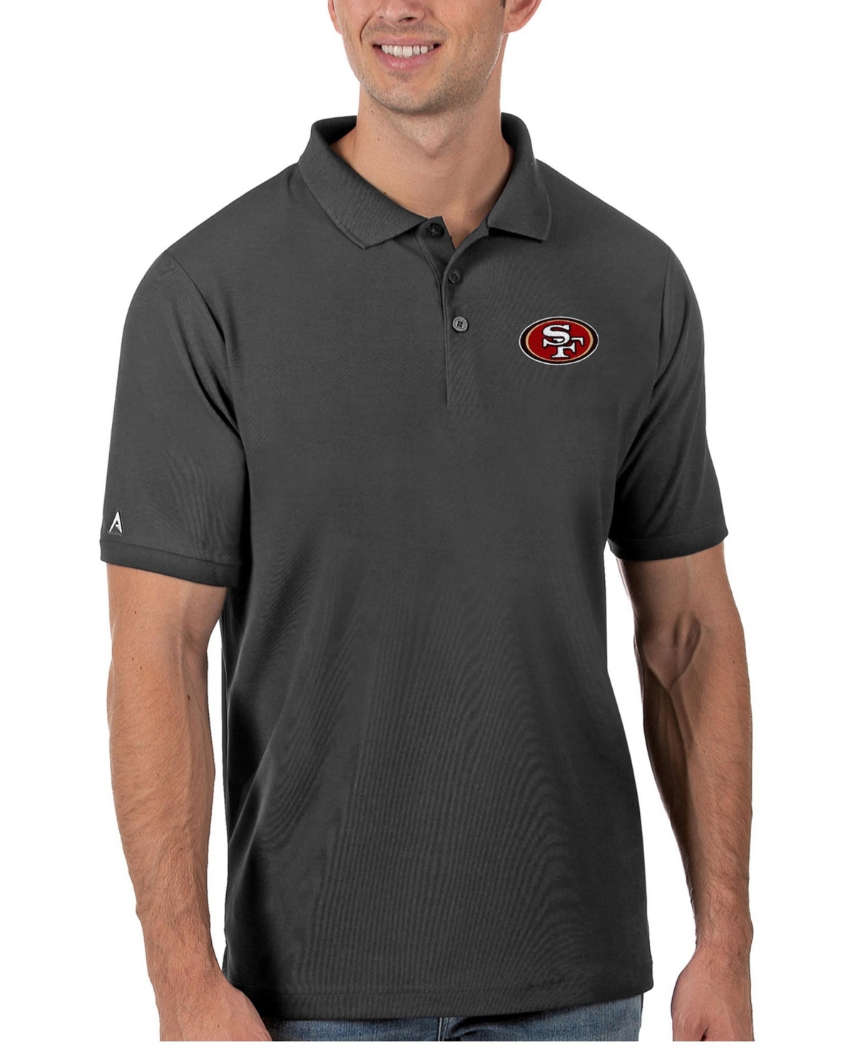 Antigua Men's Charcoal San Francisco 49ers Legacy Pique Polo Shirt - Charcoal