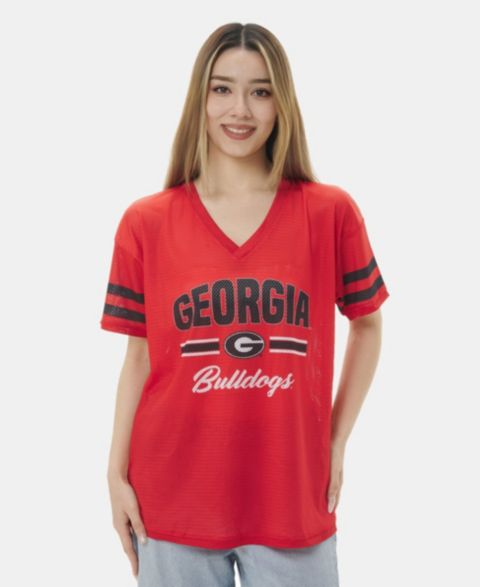 Женская футболка ZooZatz Red Georgia Bulldogs Mesh Jersey Kickoff