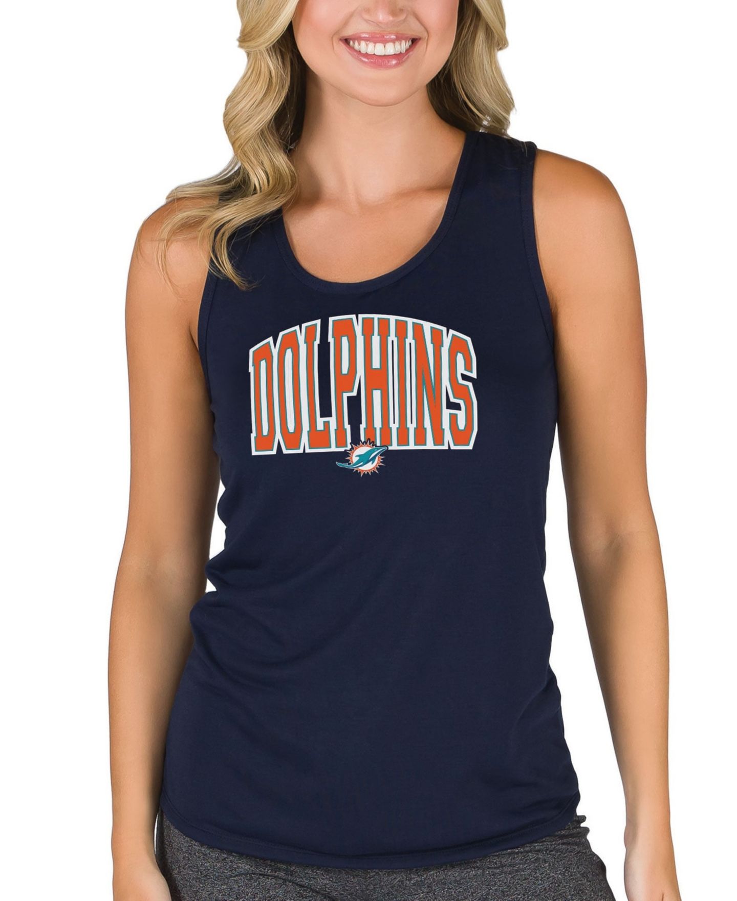 Женский топ Concepts Sport Navy Miami Dolphins Marathon Racer Back — фото 1