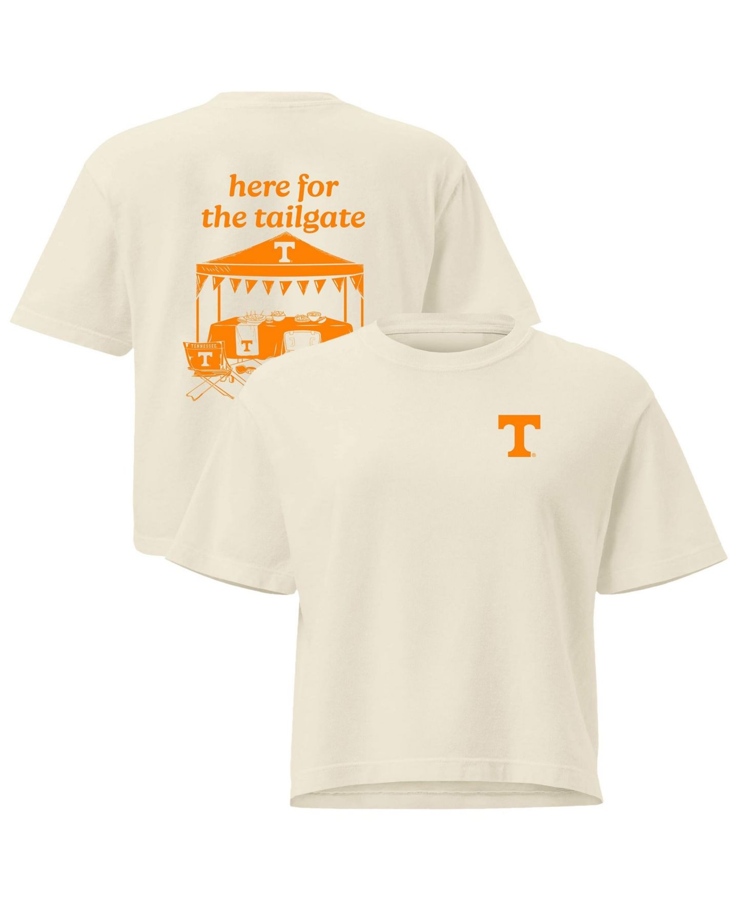Женская футболка Comfort Colors Cream Tennessee Volunteers Here For The Tailgate Cropped — фото 1