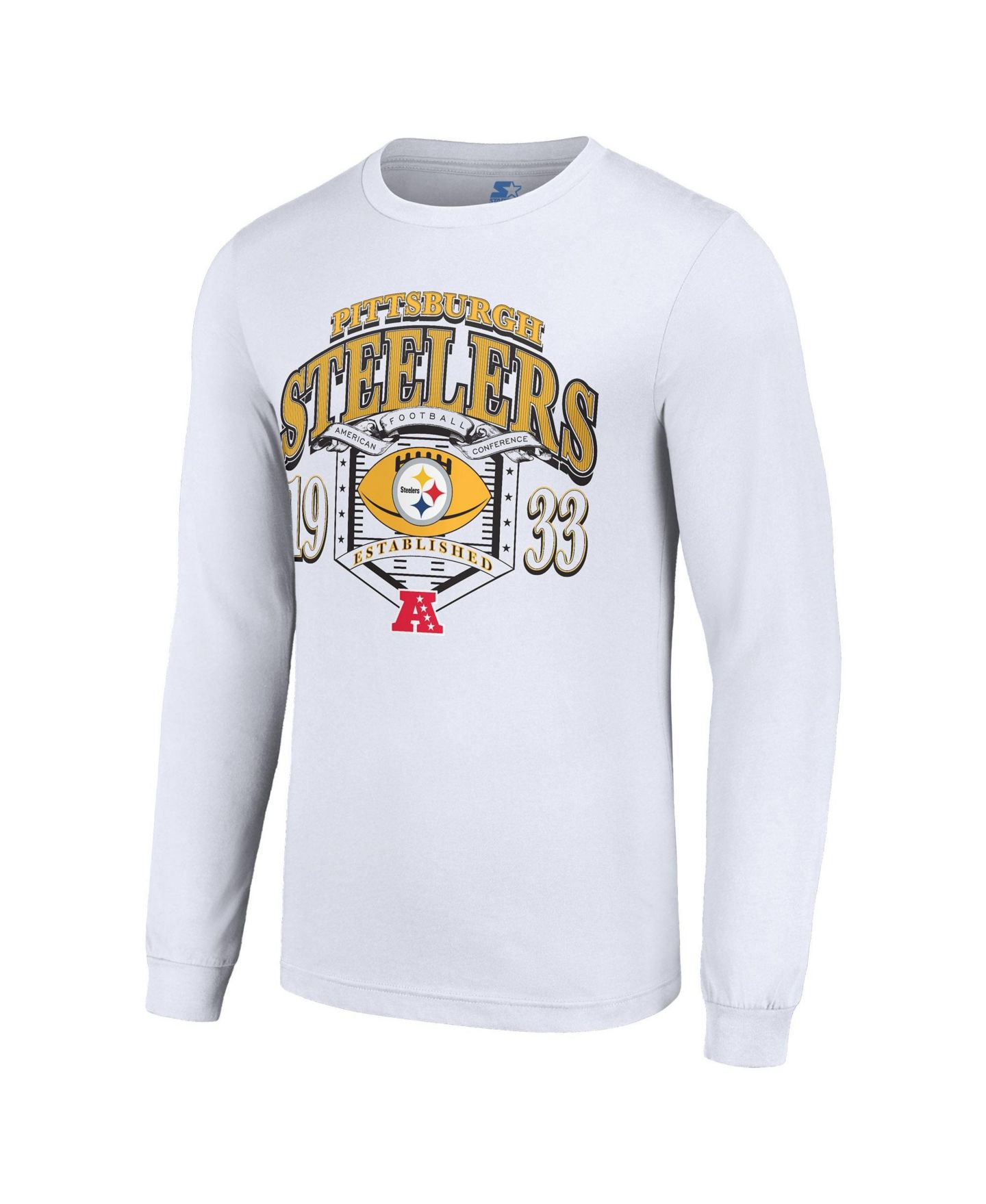 Мужская футболка Starter White Pittsburgh Steelers Retro Long-Sleeve Graphic — фото 2