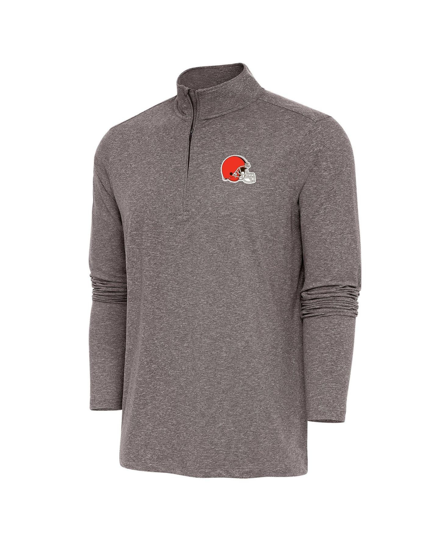Мужской свитер Antigua Brown Cleveland Browns Hunk Quarter-Zip Pullover Top — фото 1