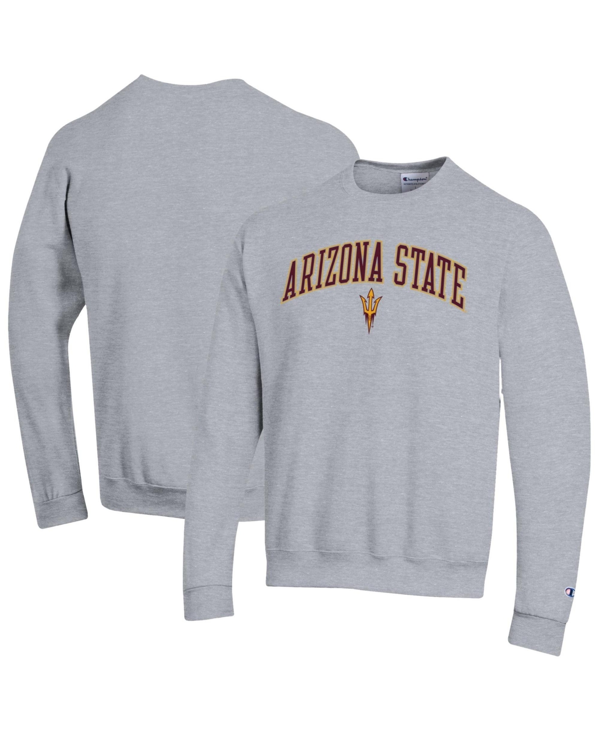 Champion Men's Champion Heather Gray Arizona State Sun Devils Arch Over Logo Pullover Sweatshirt - Heather Gray