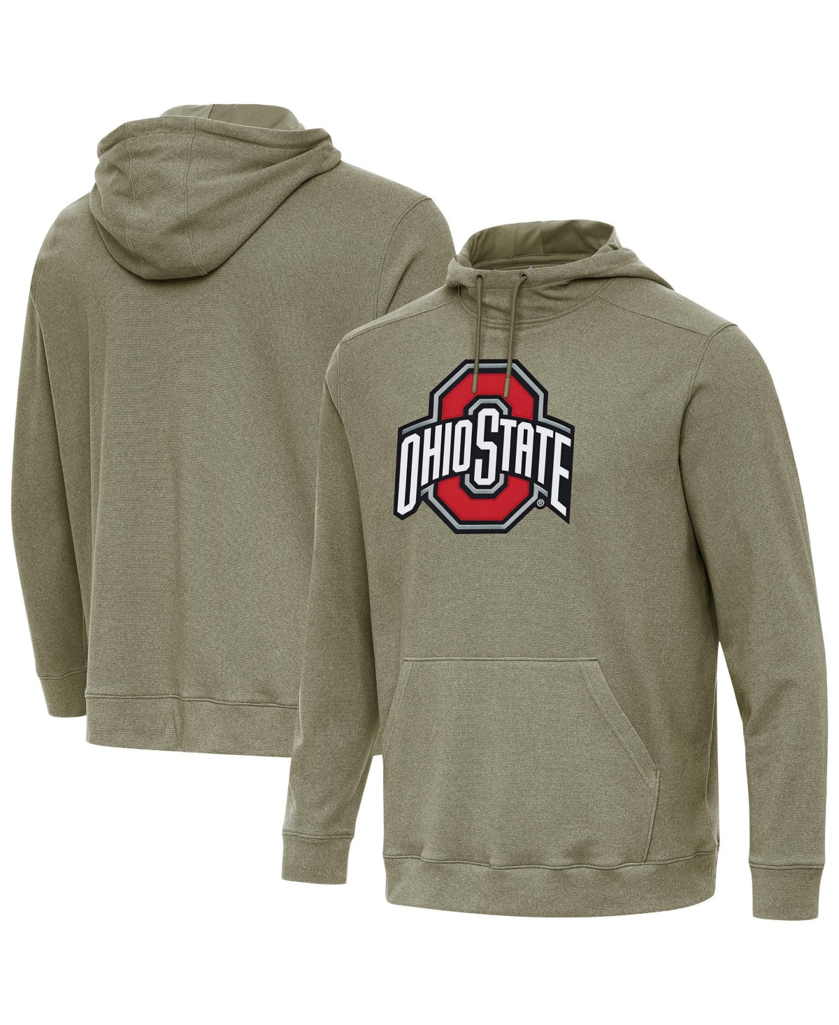 Antigua Men's Heather Olive Ohio State Buckeyes Cloud Pullover Hoodie - Olive