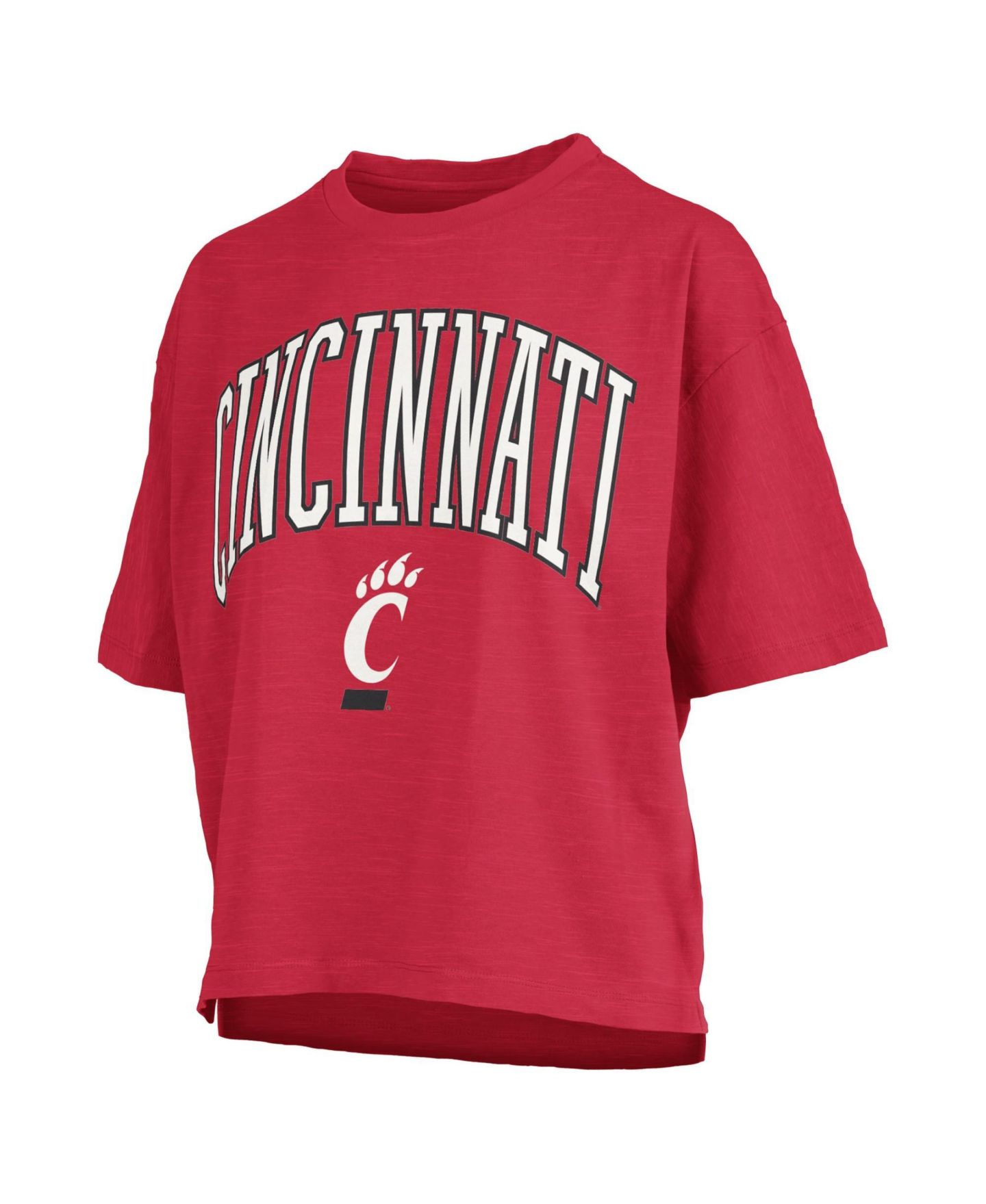 Женская футболка Pressbox Red Cincinnati Bearcats Oversized Nelson Arch Over Logo Slub — фото 2