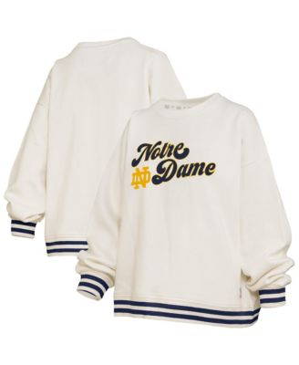 Women's Cream Notre Dame Fighting Irish Bonanza Chenille Ribbed Sweatshirt