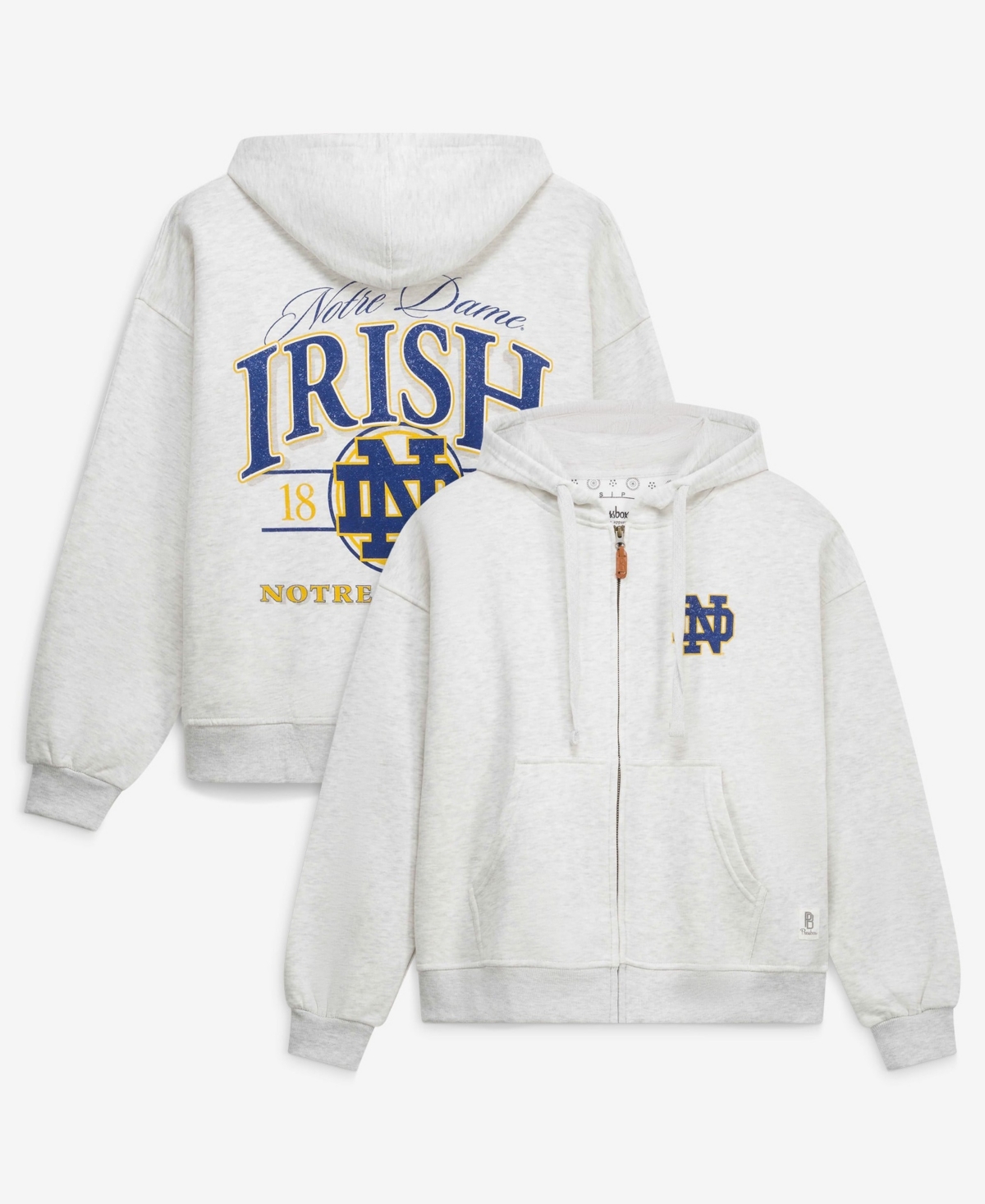 Pressbox Women's Heather Gray Notre Dame Fighting Irish Janise Full-Zip Hoodie - Heather Gray