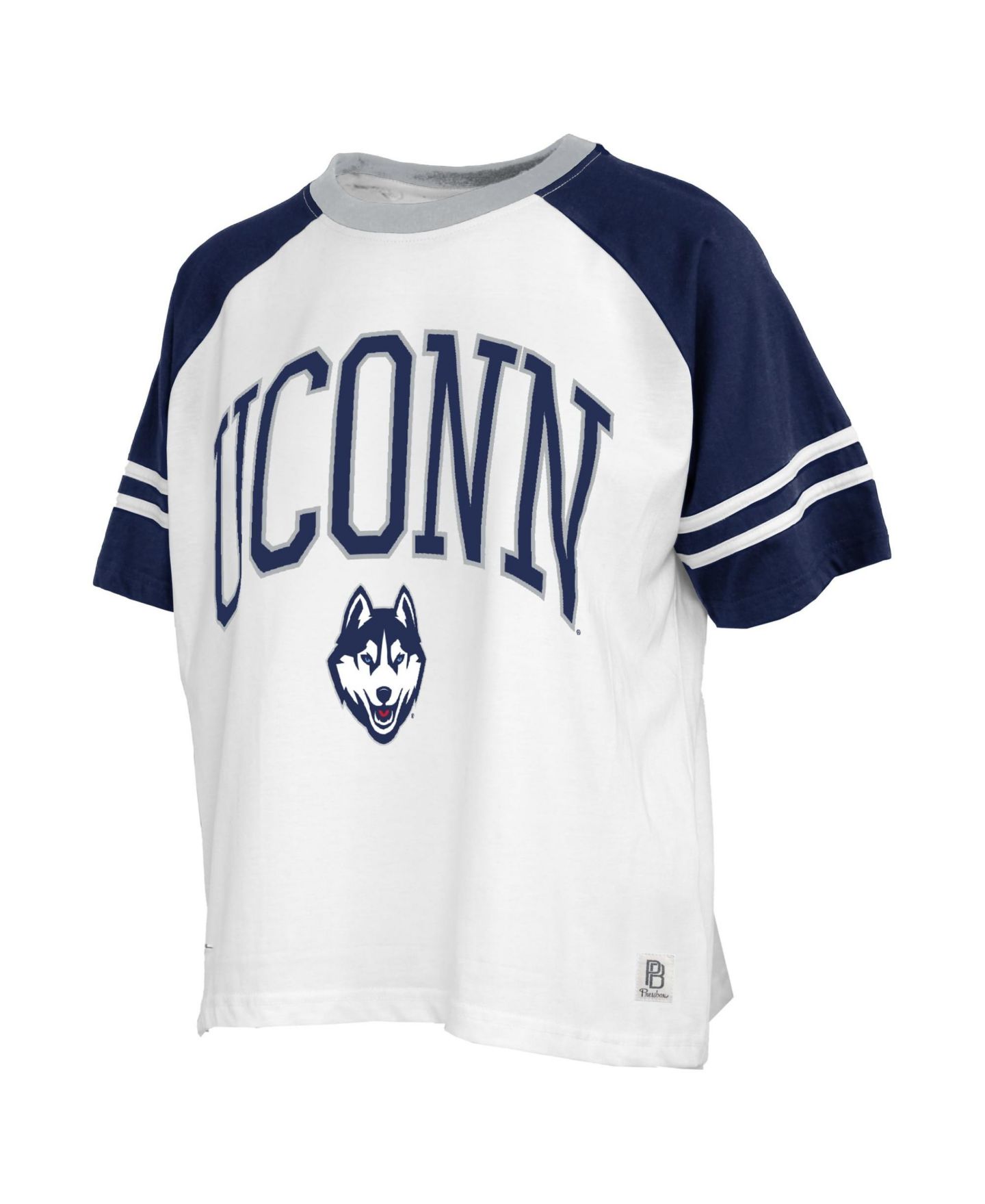Женская футболка Pressbox White UConn Huskies Sky Color block Slub — фото 2