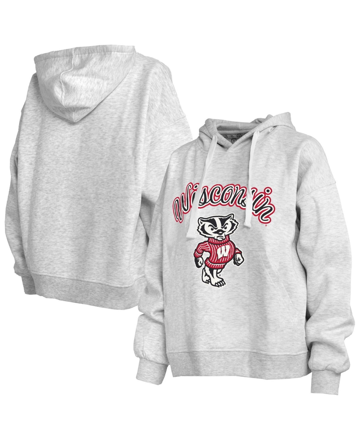 Pressbox Women's Heather Gray Wisconsin Badgers Janise Pullover Hoodie - Heather Gray