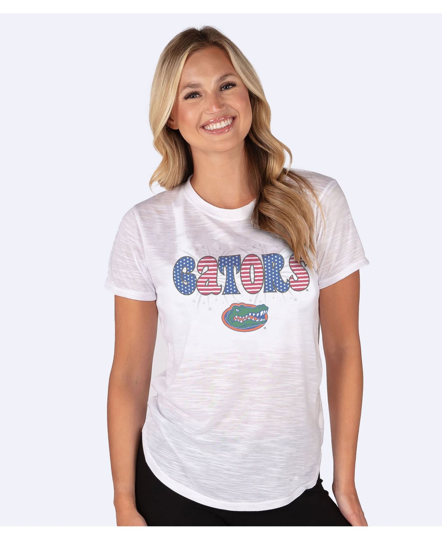 Женский топ Concepts Sport White Florida Gators Stars and Stripes Infuse Lightweight Slub Knit — фото 1