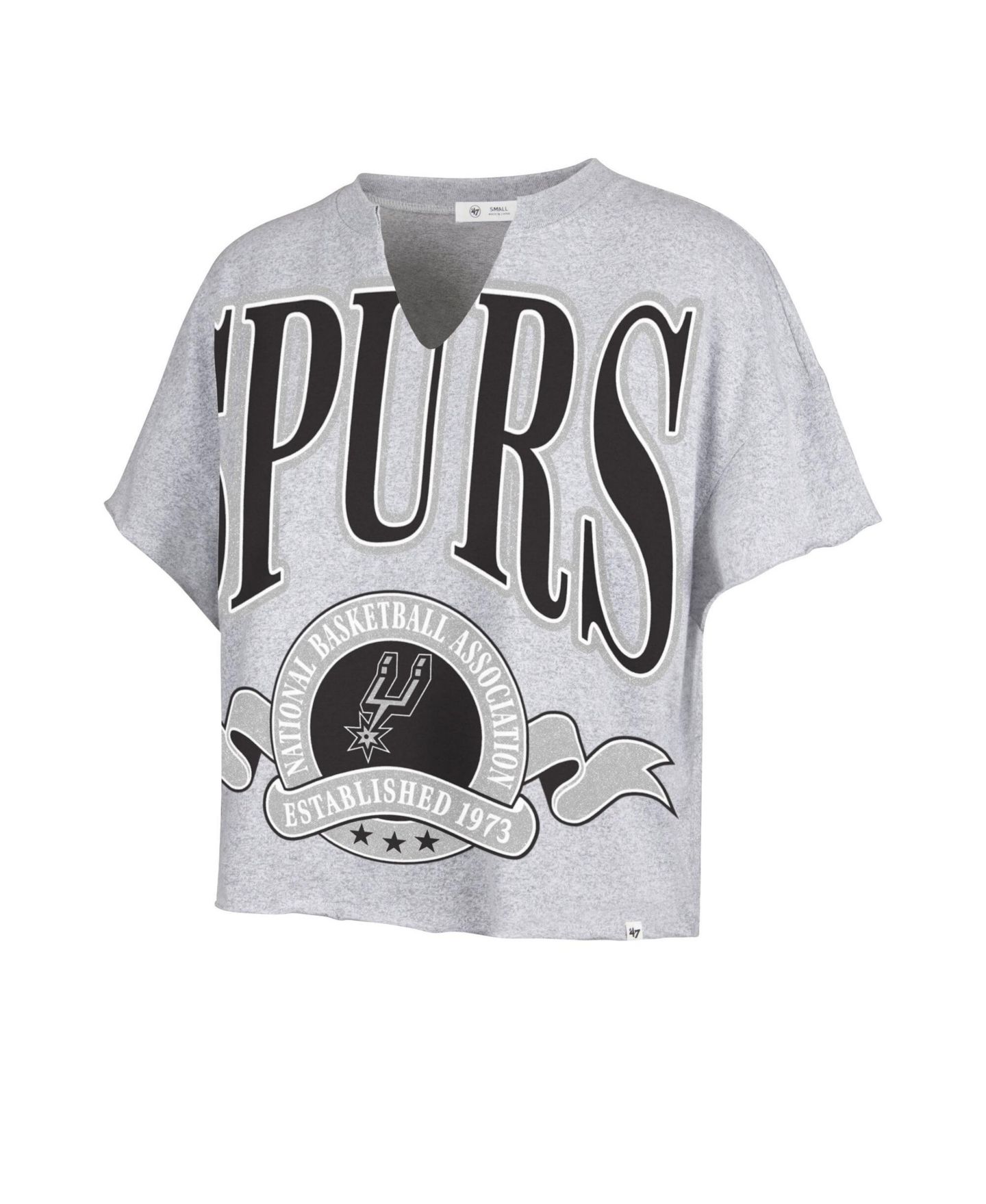 Женская футболка '47 Brand Gray San Antonio Spurs Banners Out Oversized Notch Neck — фото 1