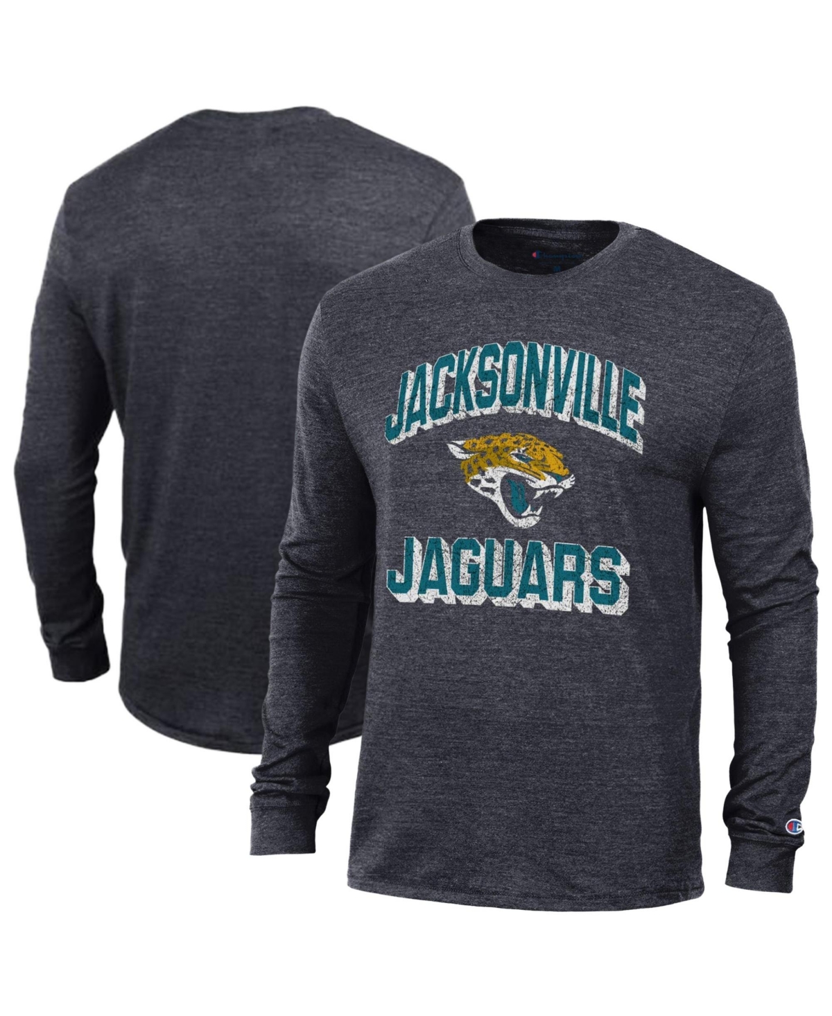 Champion Men's Heather Black Jacksonville Jaguars Ultimate Tri-Blend Long-Sleeve T-Shirt - Heather Black