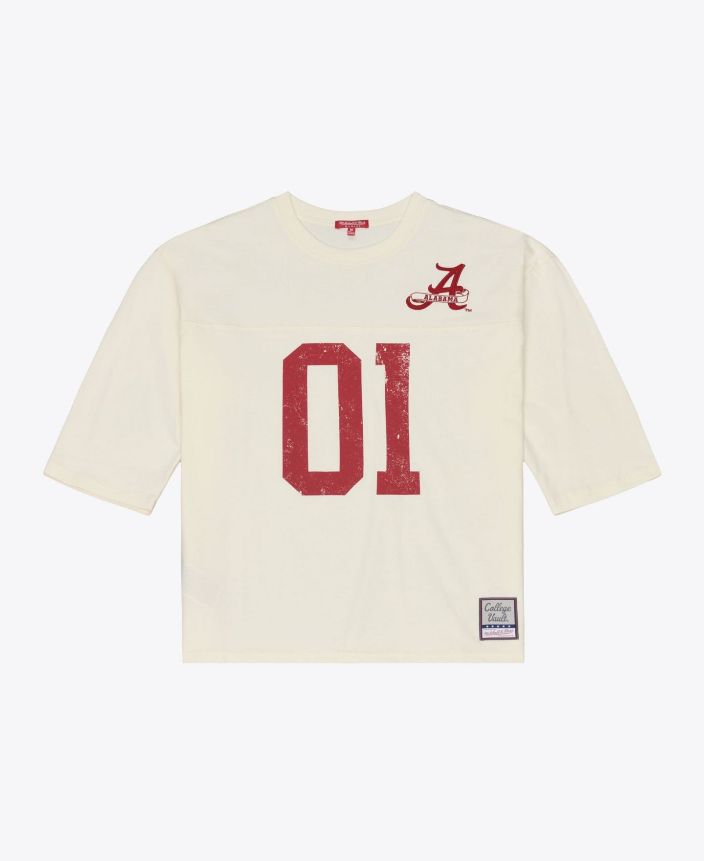 Женская футболка Mitchell & Ness Cream Alabama Crimson Tide Retro Roots Oversized 3/4-Sleeve — фото 9