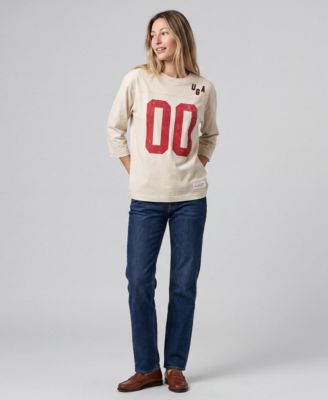 Women's Cream Georgia Bulldogs Retro Roots Oversized 3/4-Sleeve T-Shirt