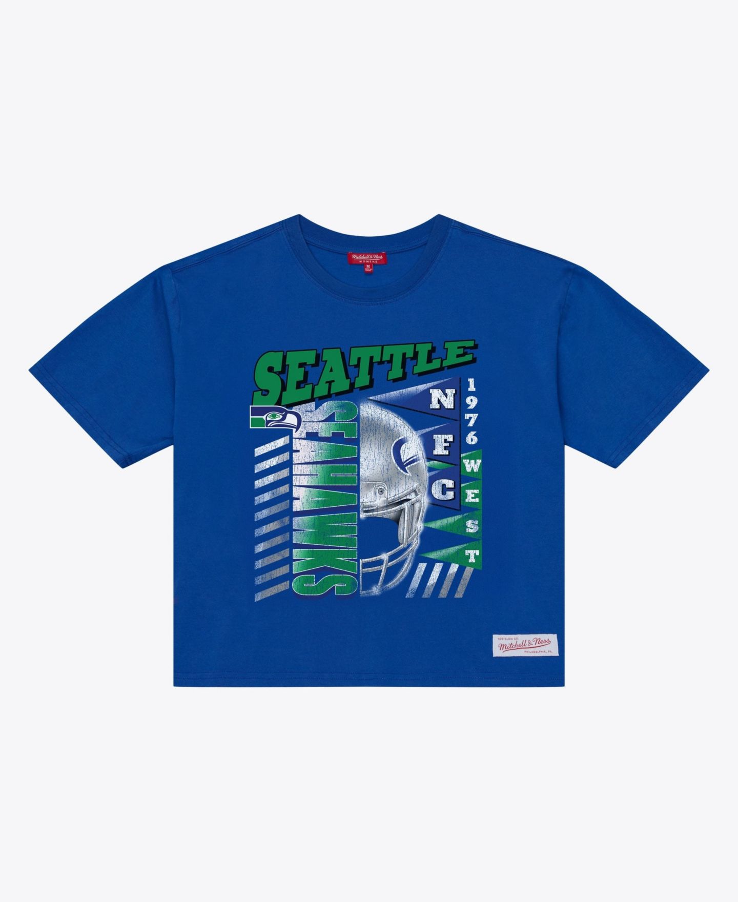 Женская футболка Mitchell & Ness Royal Seattle Seahawks Street Graphic Boxy Cropped — фото 2