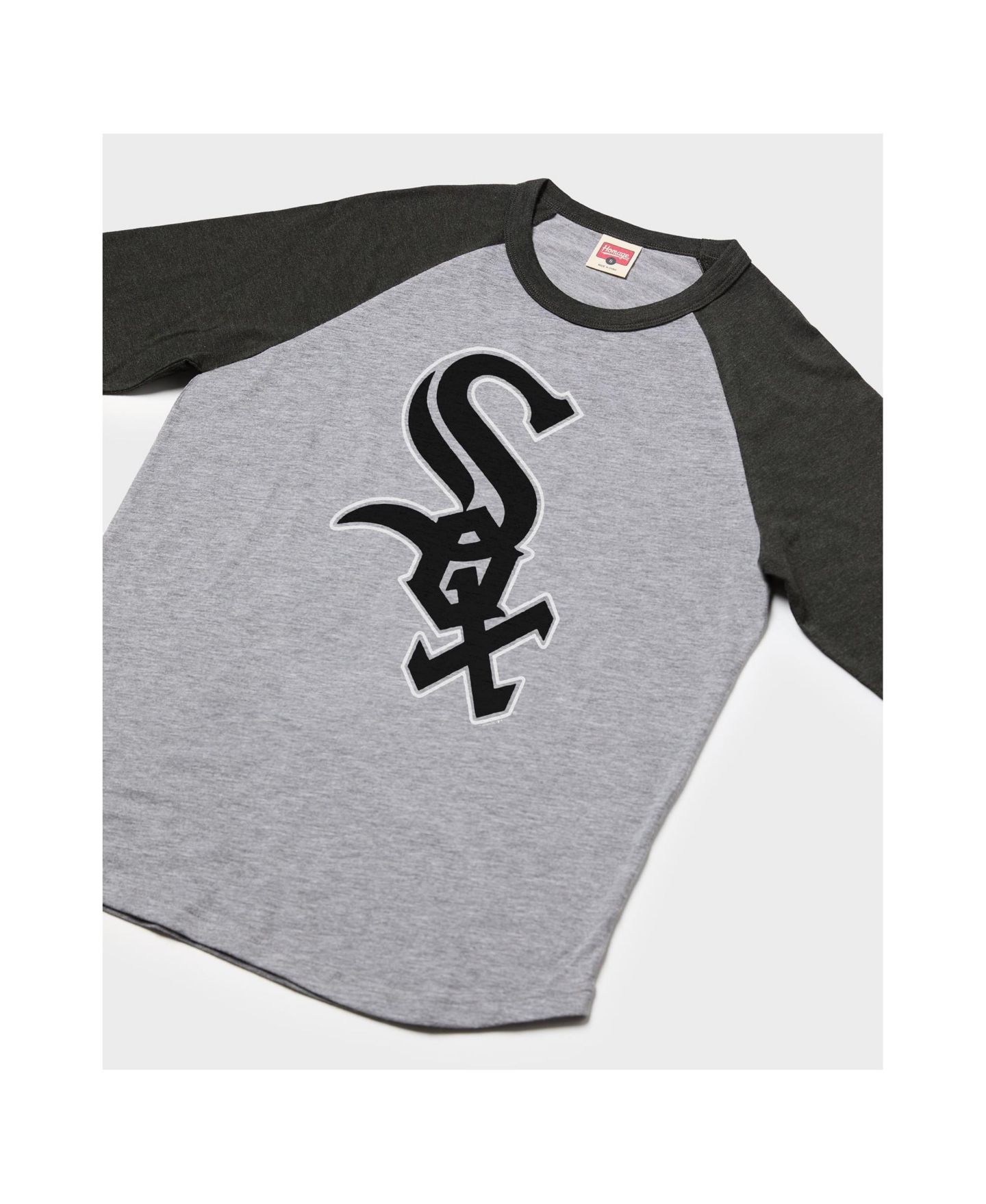 Мужская футболка Homage Gray Chicago White Sox Raglan Tri-Blend 3/4-Sleeve — фото 3