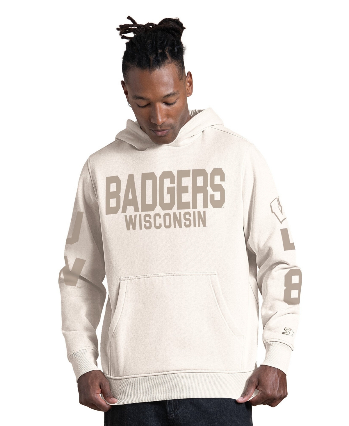 Starter Men's Cream Wisconsin Badgers Locker Room Hoodie - Cream