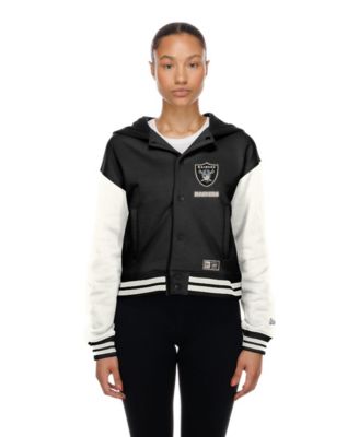 Women's Las Vegas Raiders Black Throwback Full-Snap Hooded Jacket