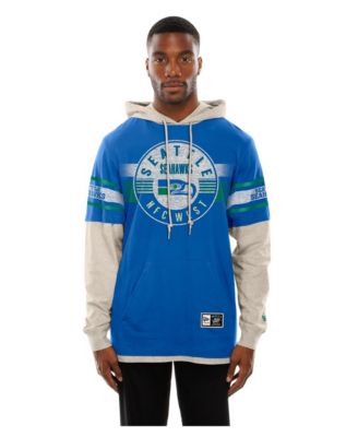 Men's Royal Seattle Seahawks Twofer Layered Long-Sleeve Hooded T-Shirt