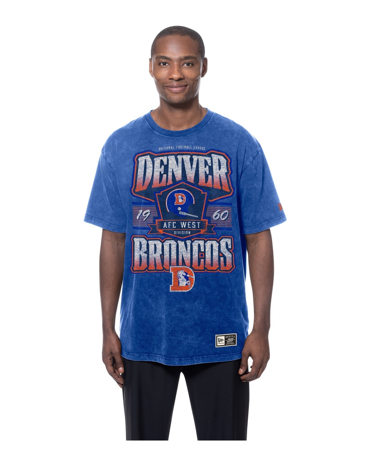 New Era Men's Royal Denver Broncos Throwback Mineral Wash T-Shirt - Royal