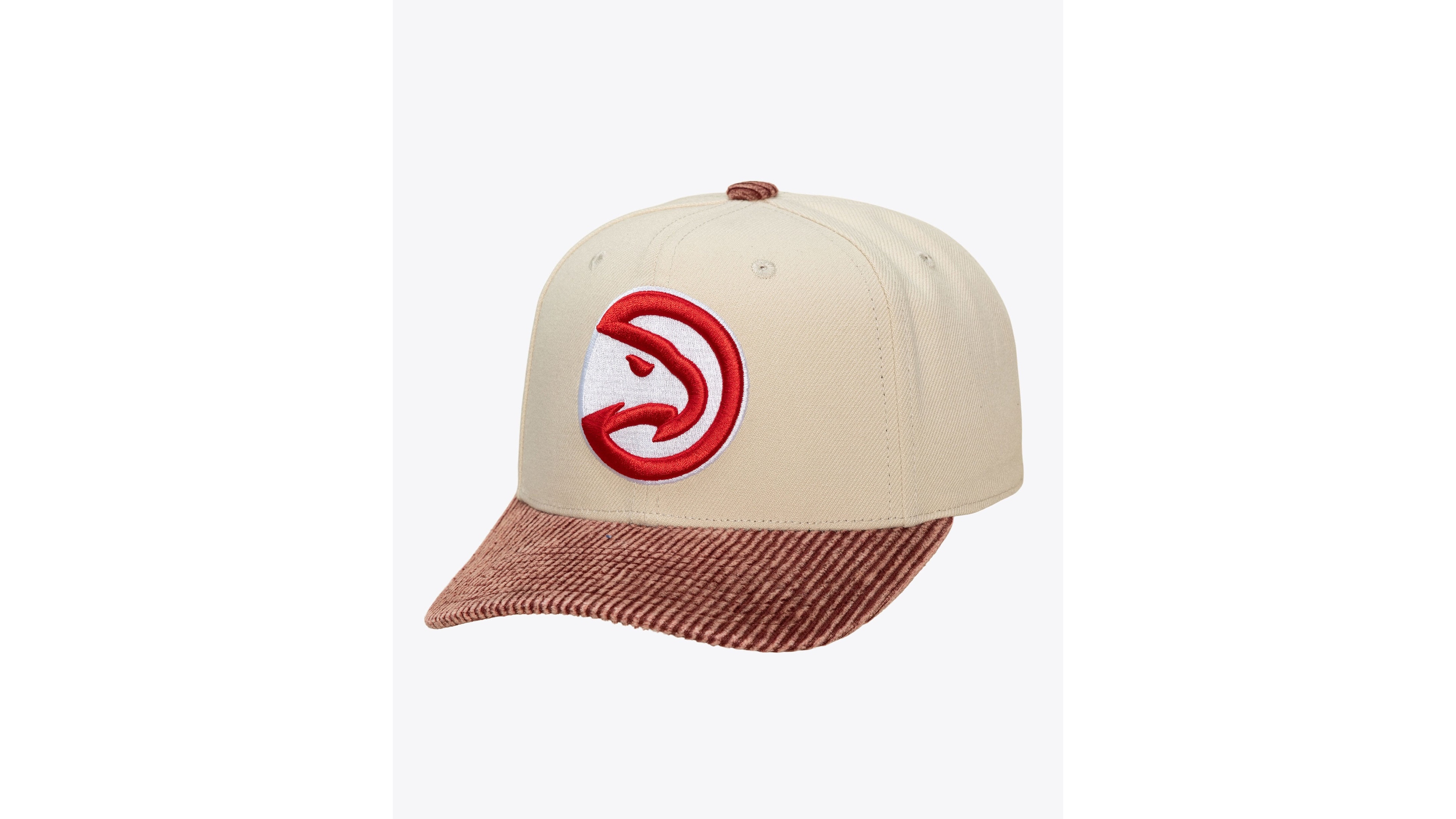 Mitchell & Ness Men's Cream/Red Atlanta Hawks Washed Corduroy Pro Crown Snapback Hat